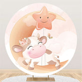 Mond Und Niedlich Kuh Runden Baby Dusche Hintergrund Für Party